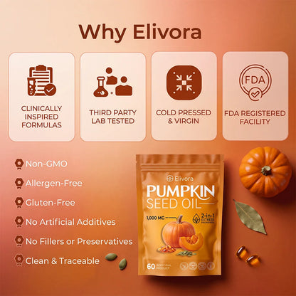 Elivora Pumpkin Seed Oil Softgels